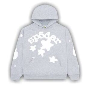 Gray Hoodie with White Star Design